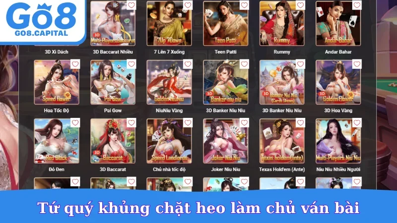 Tứ quý khủng chặt heo làm chủ ván bài